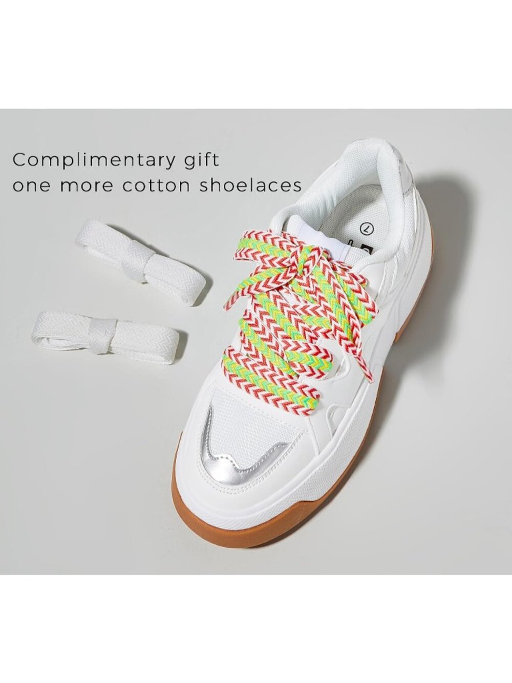 Women’s All White Thick Sole Lace Up Casual Comfortable Fashion Walking Sneakers - Picture 5 of 6